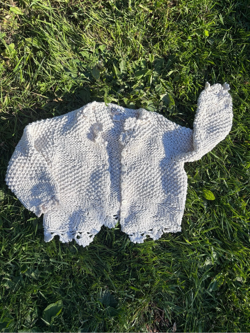 Ivory cotton macrame cardigan